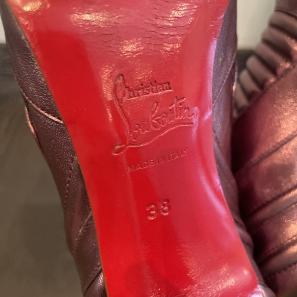 Christian Louboutin Sz 39 Fits Sz 7-8 Leather Ankle Boots Purple 4.5" heel - Picture 6 of 6